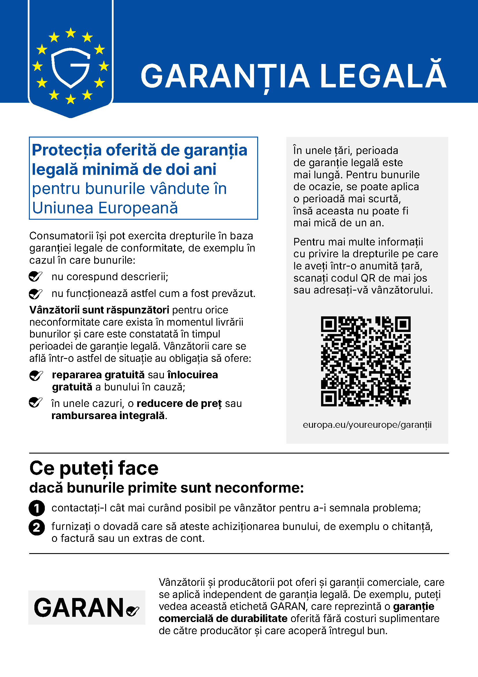 Legal guarantee notice RO